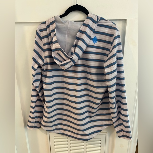 Stio hooded striped pullover rain jacket sun hoodie size medium - Picture 3 of 7